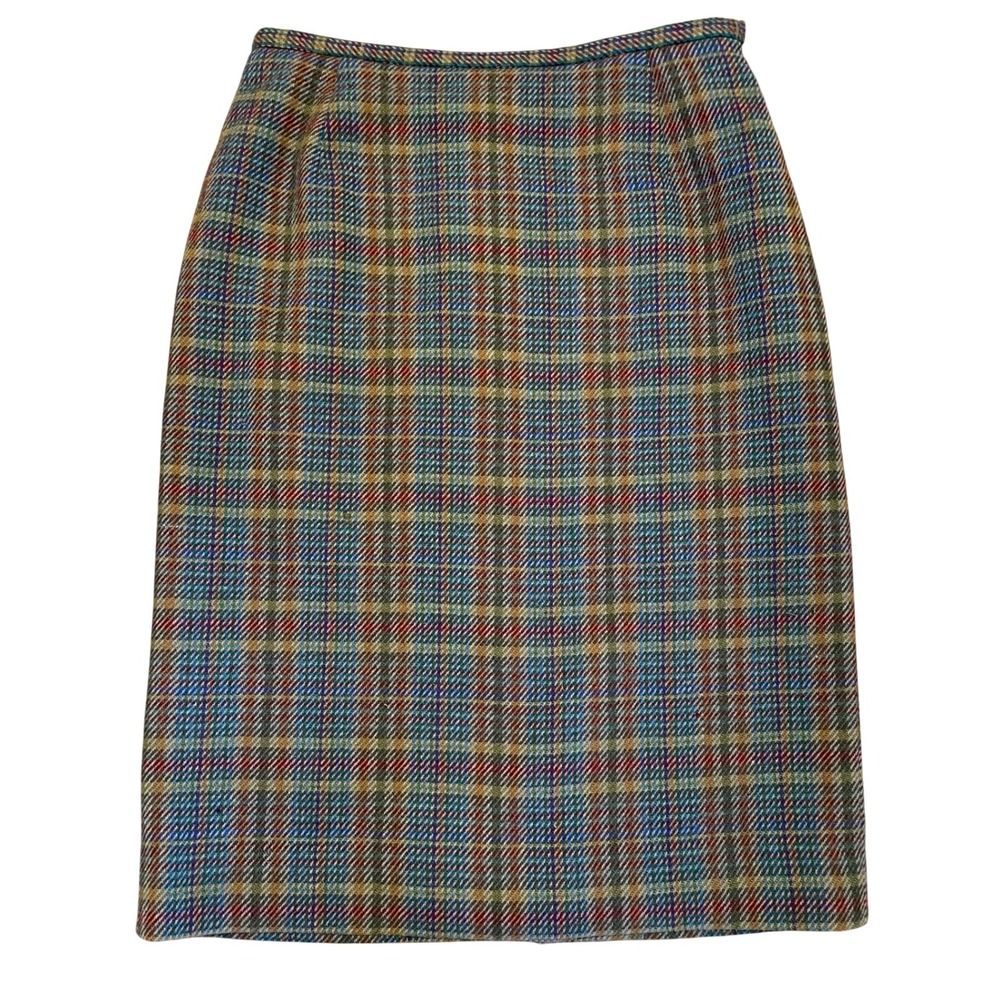 Vintage Jaeger Pencil Skirt Pure New Wool Plaid Waist 26in‎ 1990s Heritage EUC
